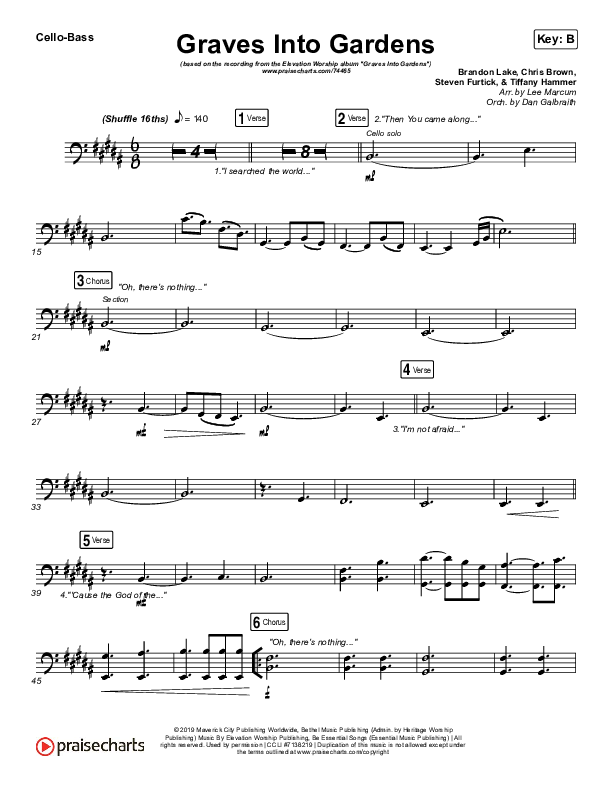 Graves Into Gardens (Live) Cello/Bass (Elevation Worship / Brandon Lake)