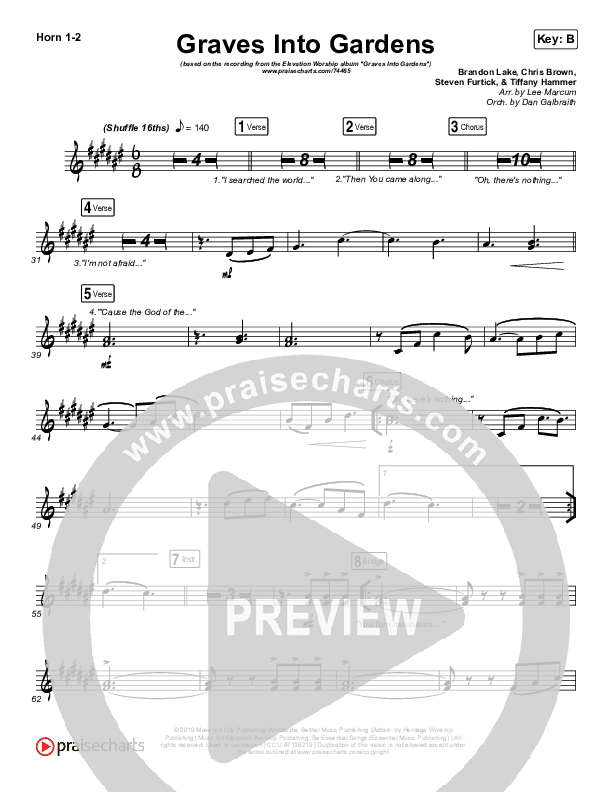 Graves Into Gardens (Live) French Horn 1,2 (Elevation Worship / Brandon Lake)