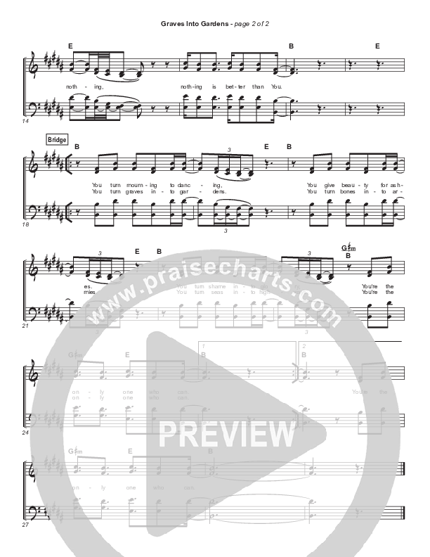 Graves Into Gardens (Live) Hymn Sheet (Elevation Worship / Brandon Lake)