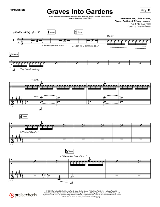 Graves Into Gardens (Live) Percussion (Elevation Worship / Brandon Lake)