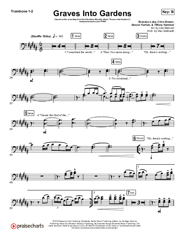 Graves Into Gardens (Live) Trombone 1,2 (Elevation Worship / Brandon Lake)