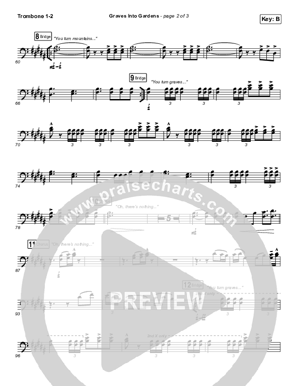 Graves Into Gardens (Live) Trombone 1,2 (Elevation Worship / Brandon Lake)