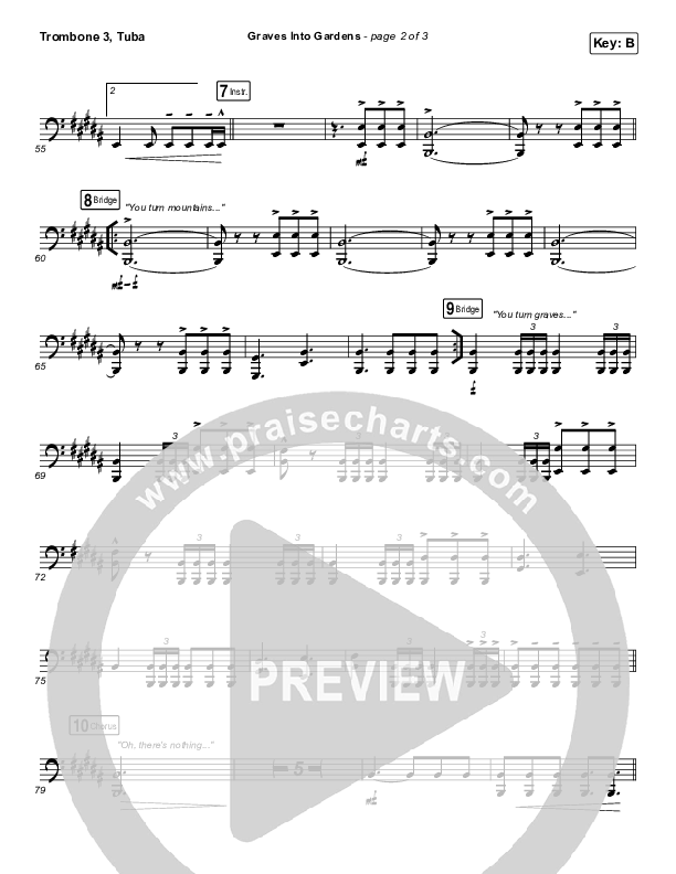 Graves Into Gardens (Live) Trombone 3/Tuba (Elevation Worship / Brandon Lake)