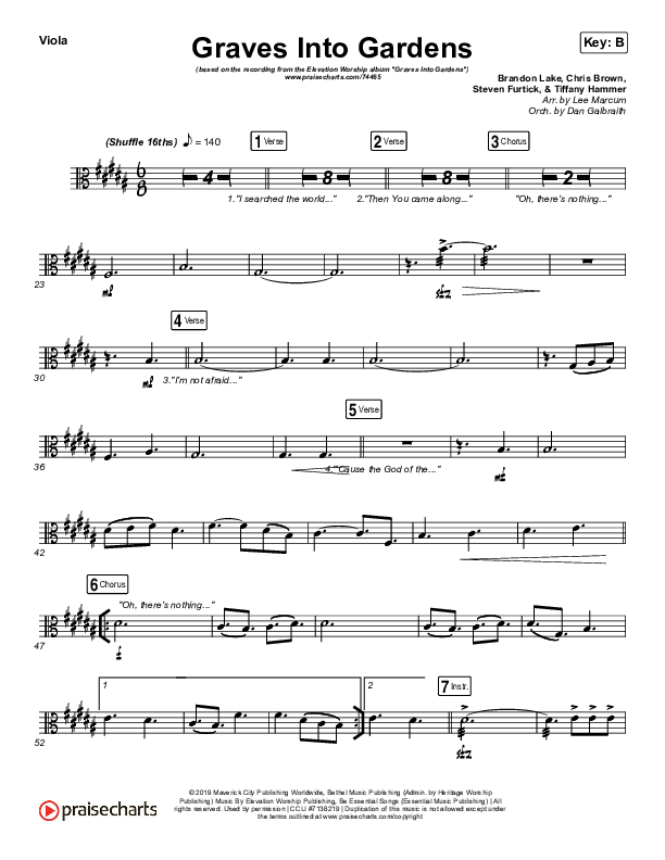 Graves Into Gardens (Live) Viola (Elevation Worship / Brandon Lake)