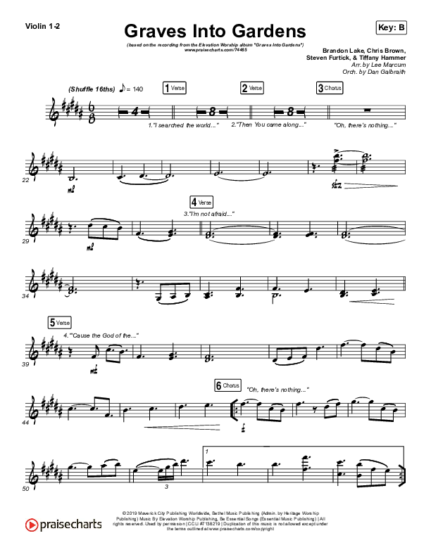 Graves Into Gardens (Live) Violin Sheet Music PDF (Elevation Worship