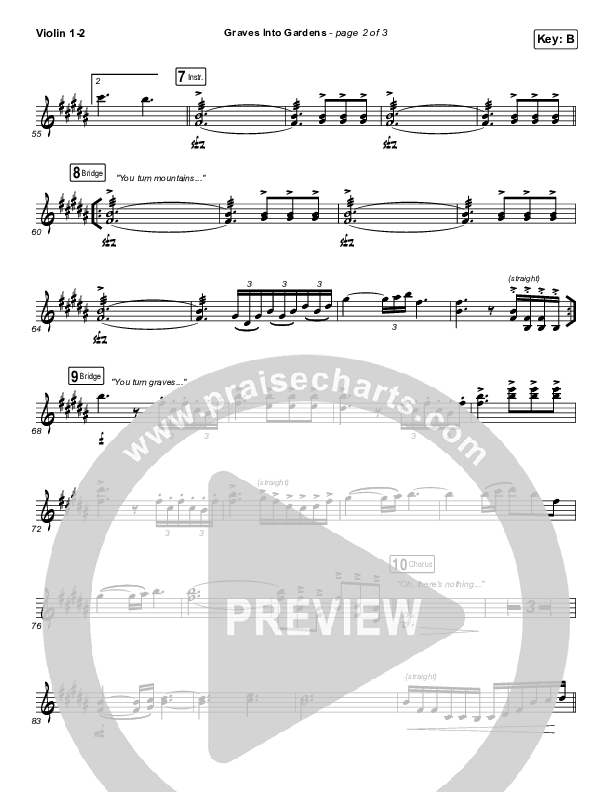 Graves Into Gardens (Live) Violin 1,2 (Elevation Worship / Brandon Lake)