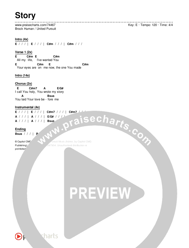 Story Chords & Lyrics (Brock Human / United Pursuit)