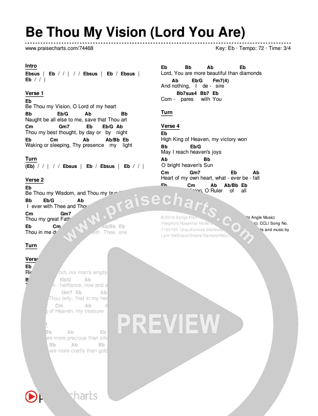 Be Thou My Vision (Lord You Are) Chords & Lyrics (Shane & Shane/The Worship Initiative)