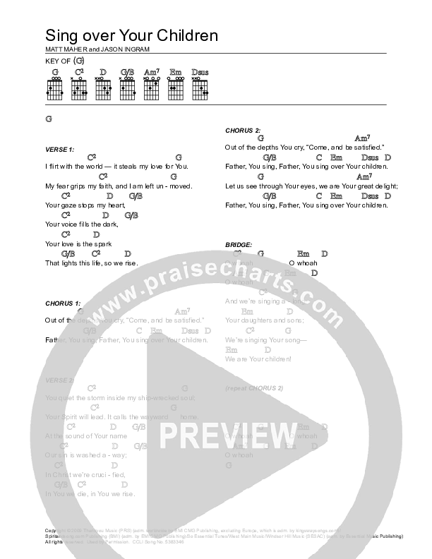 Sing Over Your Children Chord Chart (Matt Maher)