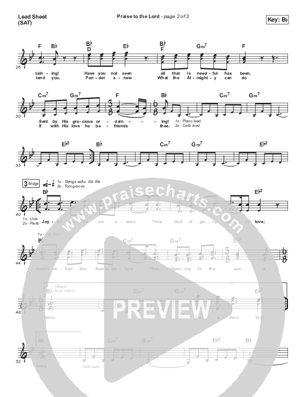 Praise To The Lord Lead Sheet (SAT) (Shane & Shane/The Worship Initiative)