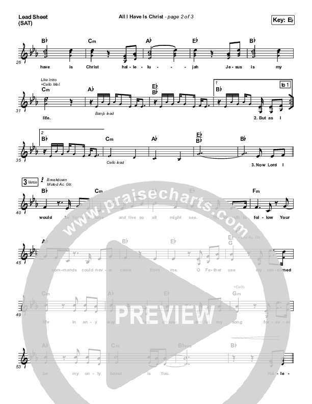 All I Have Is Christ Lead Sheet (SAT) (Shane & Shane/The Worship Initiative)