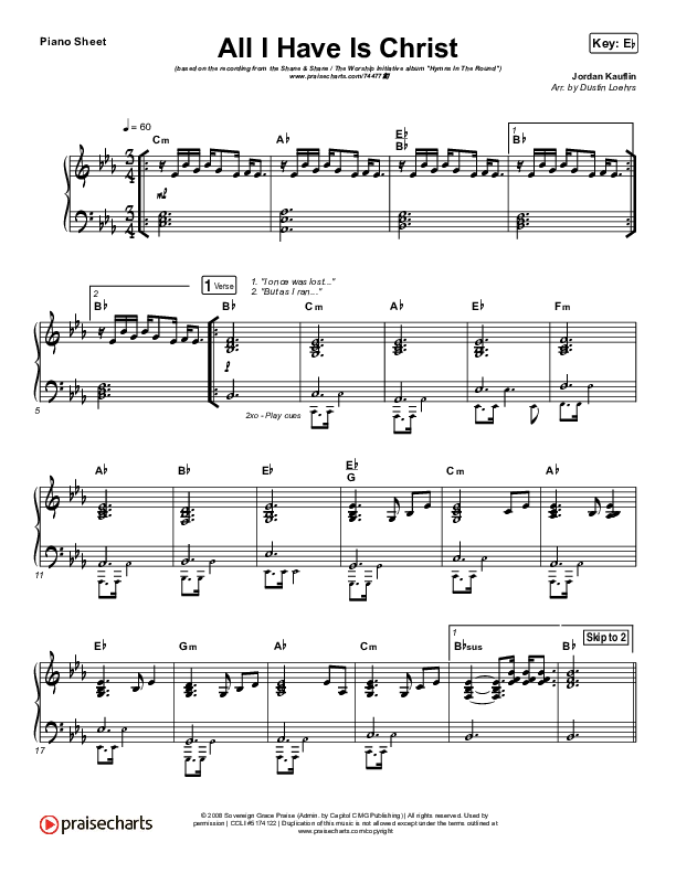 All I Have Is Christ Piano Sheet (Shane & Shane/The Worship Initiative)