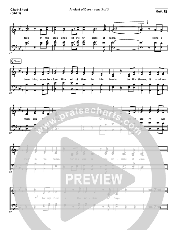 Ancient Of Days Choir Sheet (SATB) (Shane & Shane/The Worship Initiative)