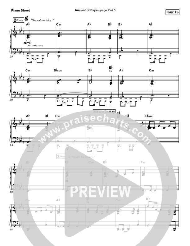 Ancient Of Days Piano Sheet (Shane & Shane/The Worship Initiative)