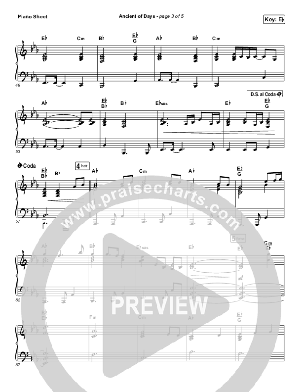 Ancient Of Days Piano Sheet (Shane & Shane/The Worship Initiative)