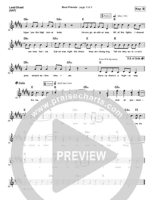 Best Friends (Studio) Lead Sheet (SAT) (Hillsong Young & Free)