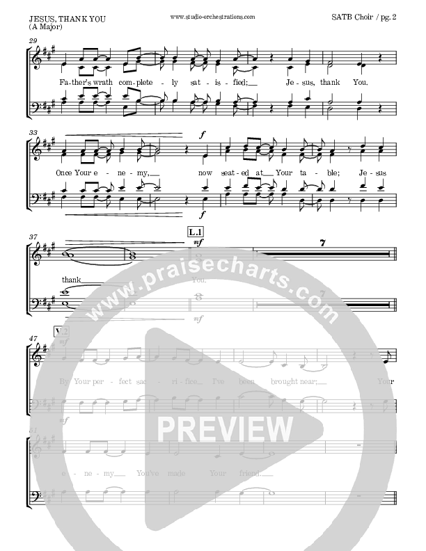 Jesus Thank You Choir Sheet (SATB) (Brook Hills Music / Sovereign Grace)