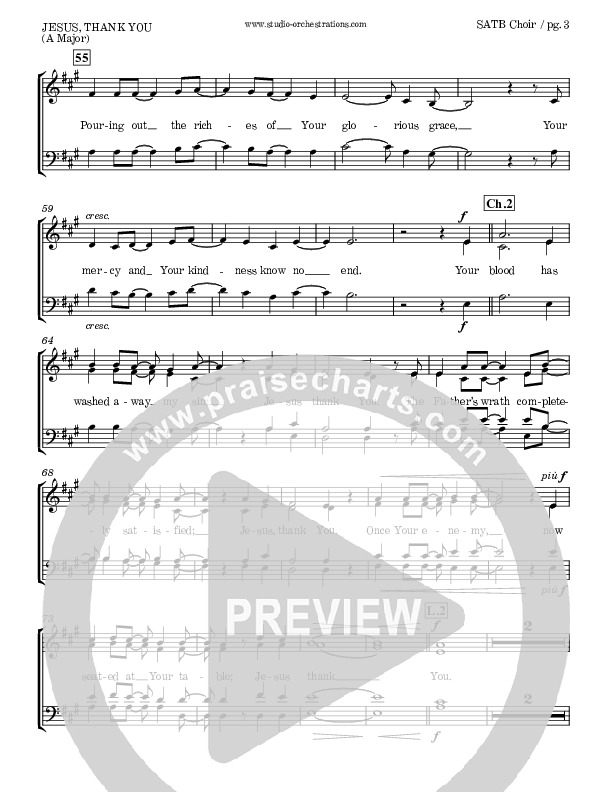 Jesus Thank You Choir Sheet (SATB) (Brook Hills Music / Sovereign Grace)