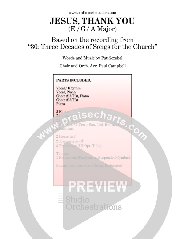 Jesus Thank You Cover Sheet (Brook Hills Music / Sovereign Grace)