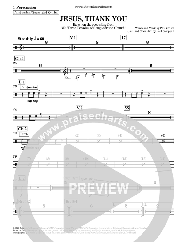 Jesus Thank You Percussion (Brook Hills Music / Sovereign Grace)