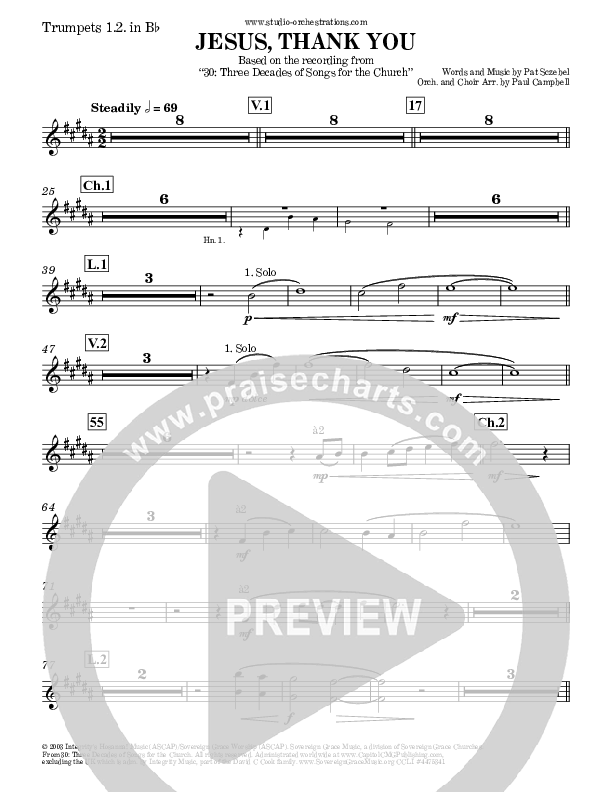 Jesus Thank You Trumpet 1,2 (Brook Hills Music / Sovereign Grace)