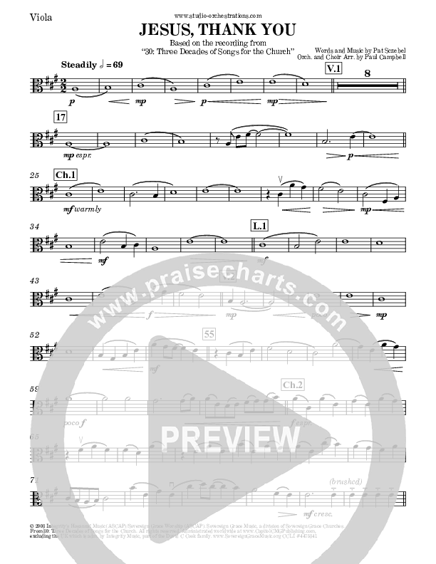 Jesus Thank You Viola (Brook Hills Music / Sovereign Grace)