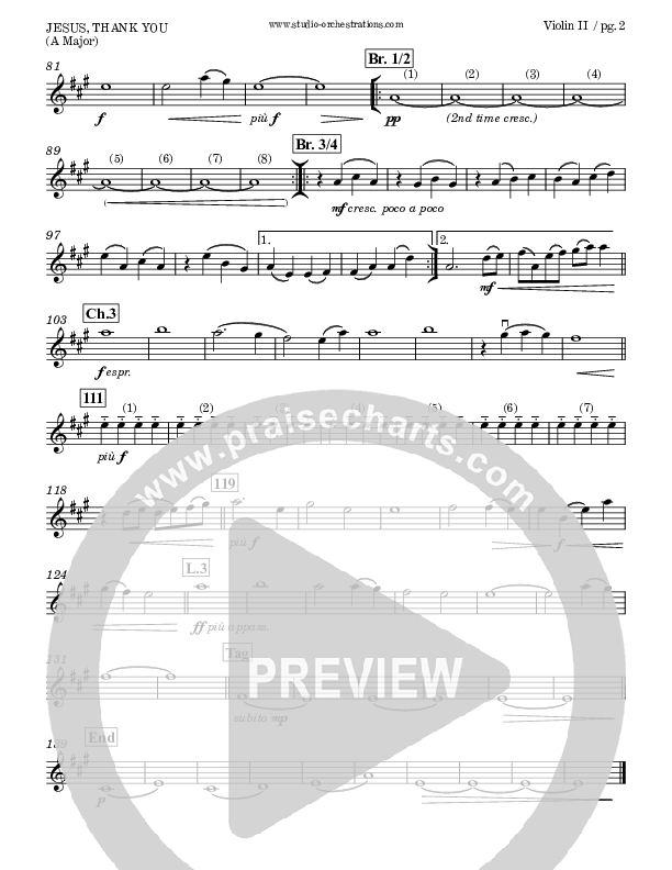 Jesus Thank You Violin 2 (Brook Hills Music / Sovereign Grace)