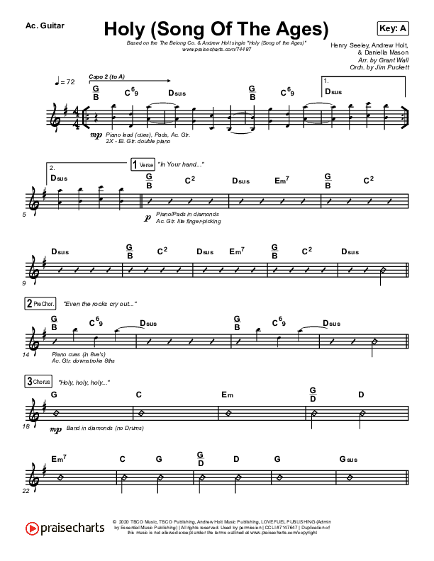 Holy (Song Of The Ages) Acoustic Guitar (The Belonging Co / Andrew Holt)