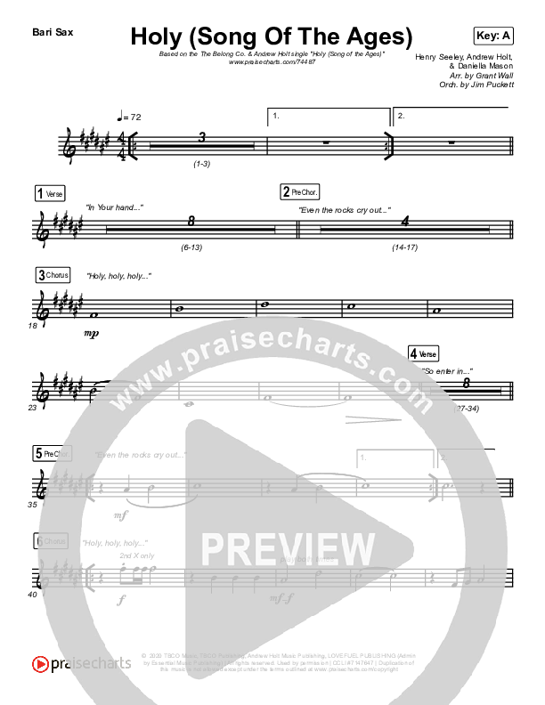 Holy (Song Of The Ages) Bari Sax (The Belonging Co / Andrew Holt)