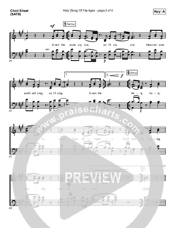 Holy (Song Of The Ages) Choir Sheet (SATB) (The Belonging Co / Andrew Holt)