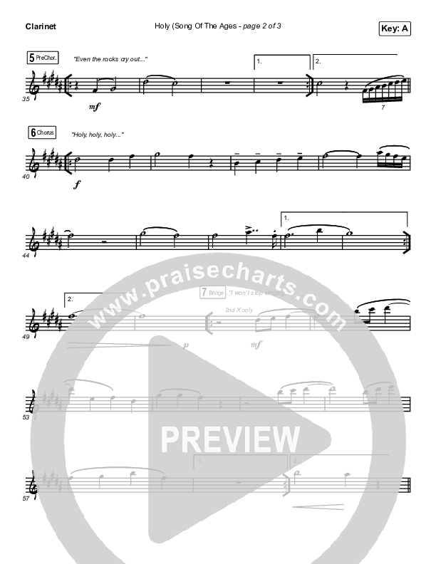 Holy (Song Of The Ages) Clarinet (The Belonging Co / Andrew Holt)