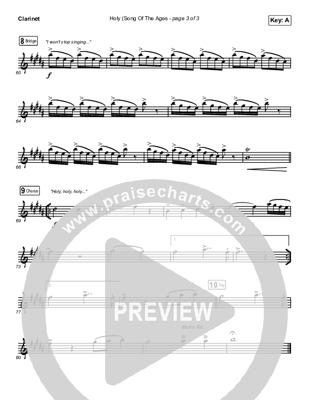 Holy (Song Of The Ages) Clarinet (The Belonging Co / Andrew Holt)