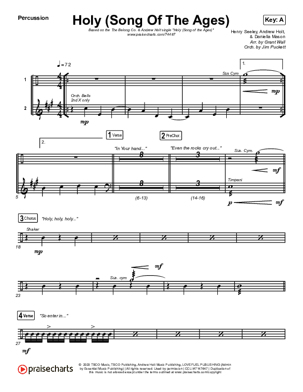 Holy (Song Of The Ages) Percussion (The Belonging Co / Andrew Holt)