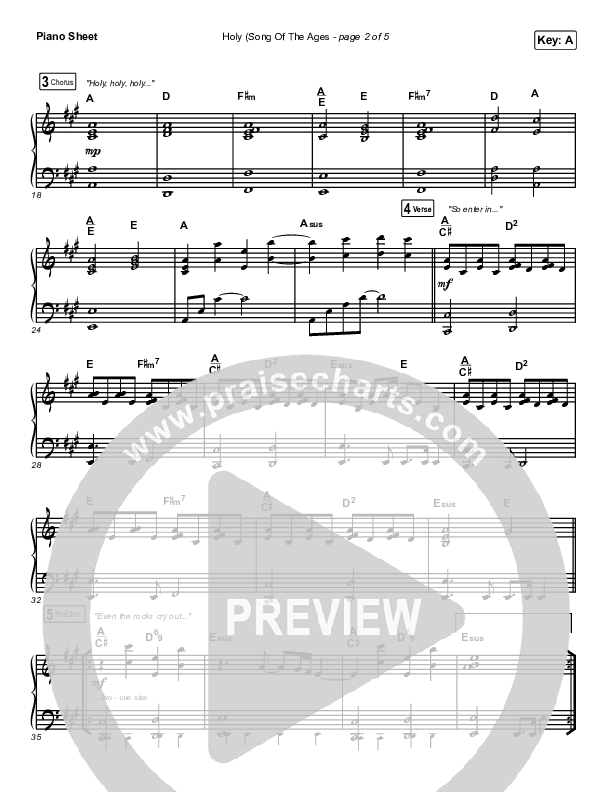Holy (Song Of The Ages) Piano Sheet (The Belonging Co / Andrew Holt)
