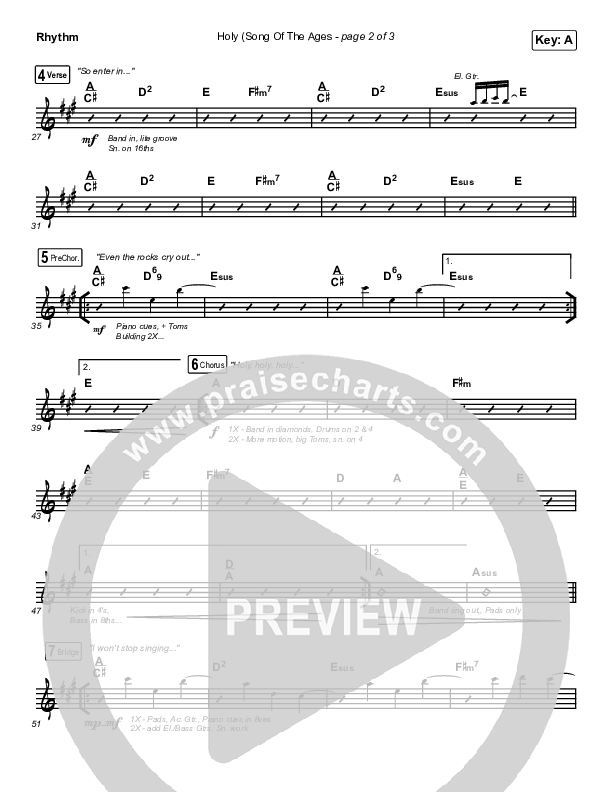 Holy (Song Of The Ages) Rhythm Chart (The Belonging Co / Andrew Holt)
