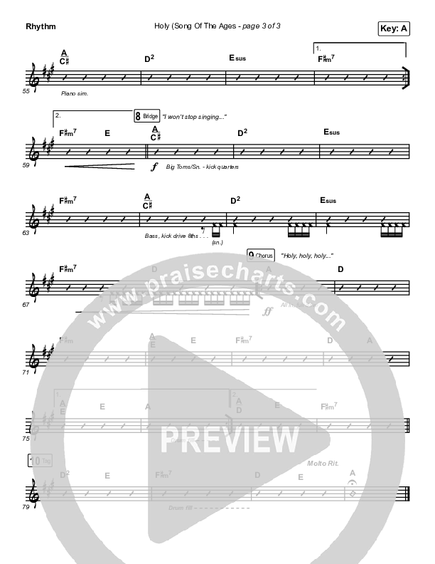 Holy (Song Of The Ages) Rhythm Chart (The Belonging Co / Andrew Holt)