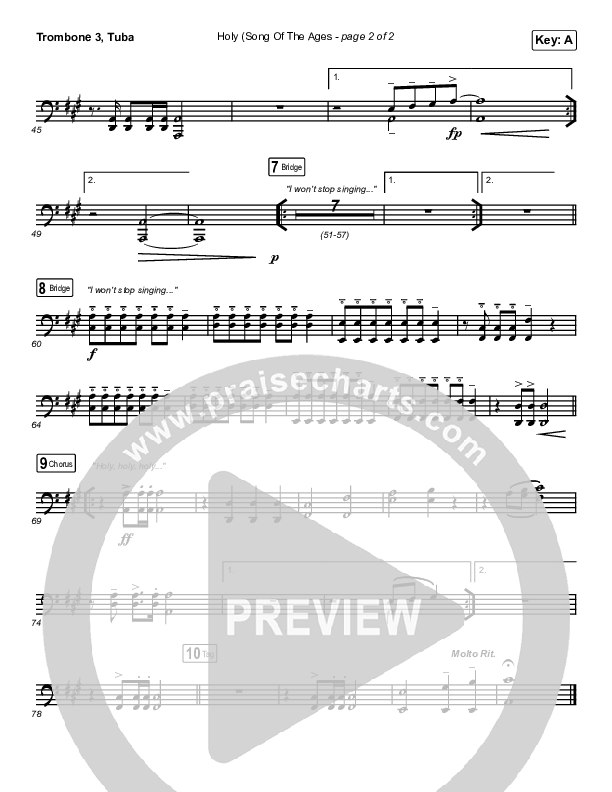 Holy (Song Of The Ages) Trombone 3/Tuba (The Belonging Co / Andrew Holt)