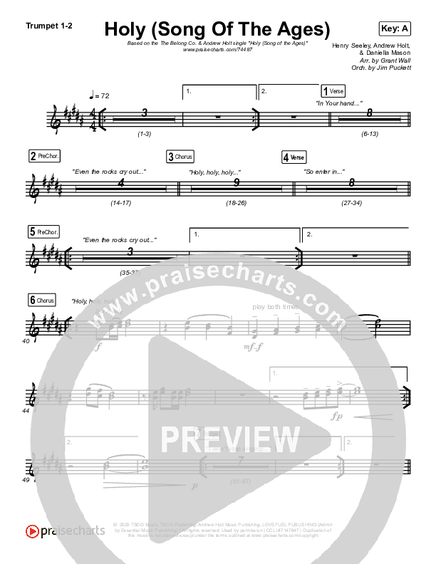 Holy (Song Of The Ages) Trumpet 1,2 (The Belonging Co / Andrew Holt)