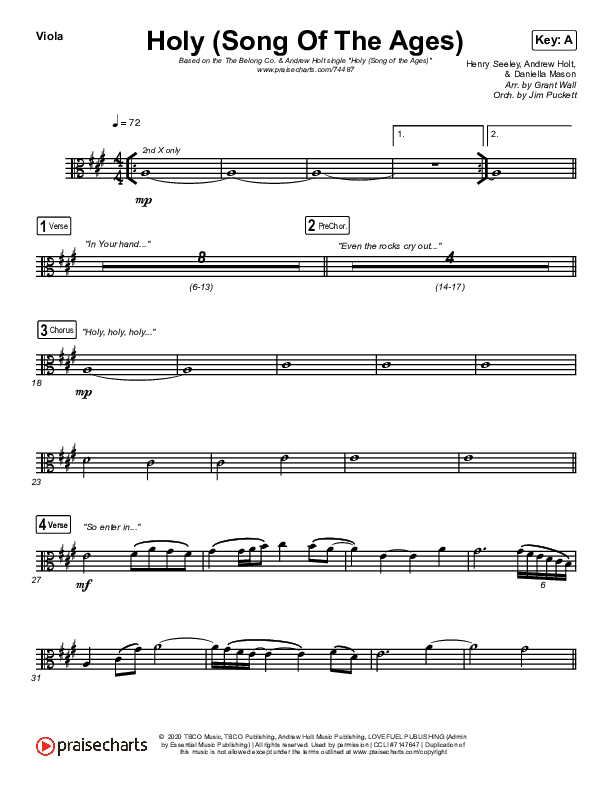 Holy (Song Of The Ages) Viola (The Belonging Co / Andrew Holt)