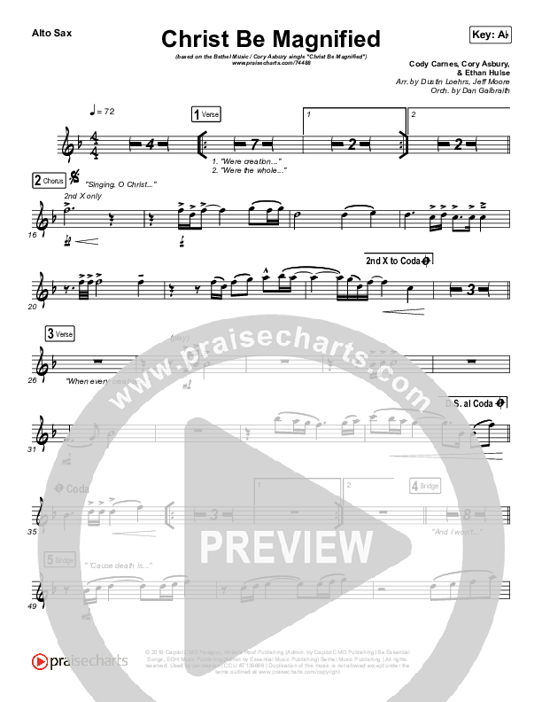 Christ Be Magnified (Live) Alto Sax (Bethel Music / Cory Asbury)