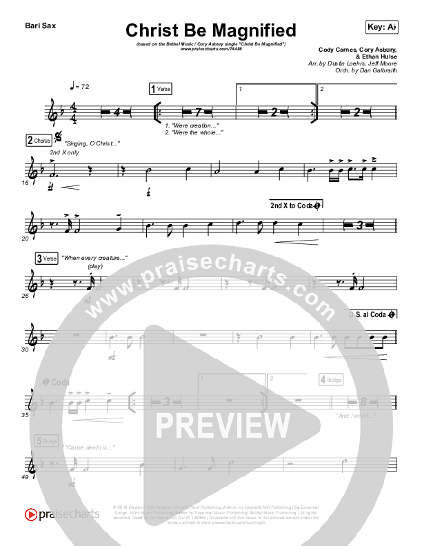 Christ Be Magnified (Live) Bari Sax (Bethel Music / Cory Asbury)