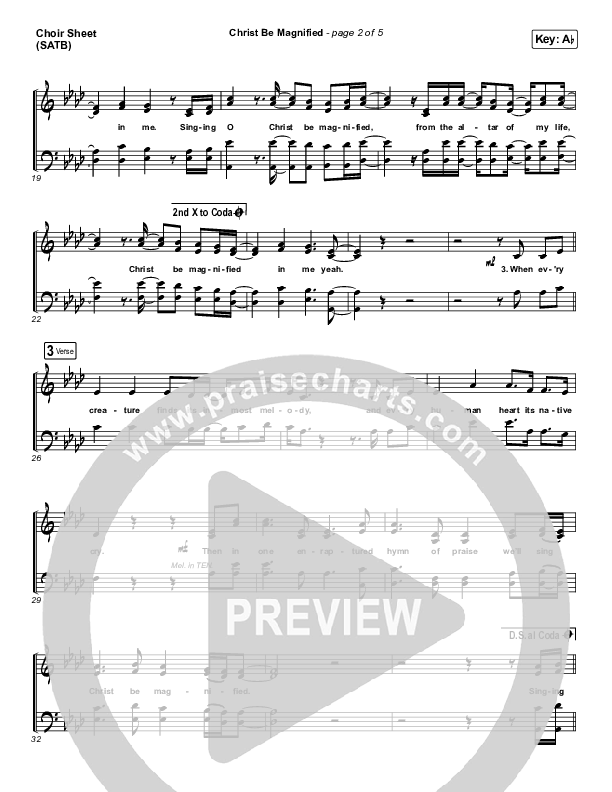 Christ Be Magnified (Live) Choir Sheet (SATB) (Bethel Music / Cory Asbury)