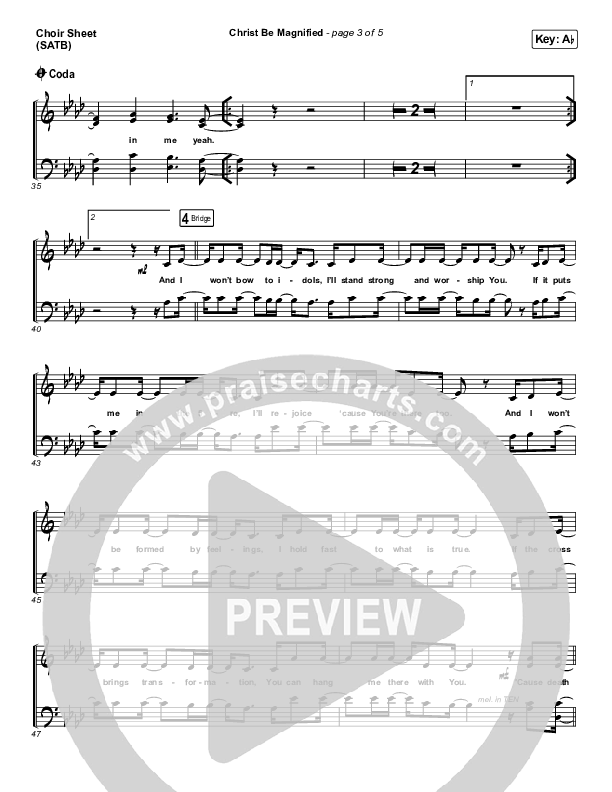 Christ Be Magnified (Live) Choir Sheet (SATB) (Bethel Music / Cory Asbury)