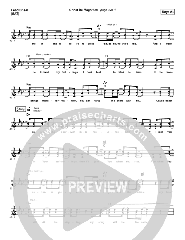Christ Be Magnified (Live) Lead Sheet (SAT) (Bethel Music / Cory Asbury)