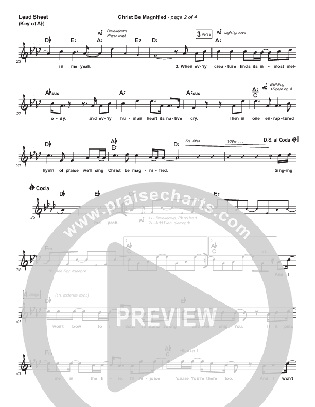 Christ Be Magnified (Live) Lead Sheet (Melody) (Bethel Music / Cory Asbury)