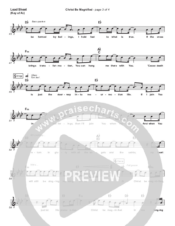 Christ Be Magnified (Live) Lead Sheet (Melody) (Bethel Music / Cory Asbury)