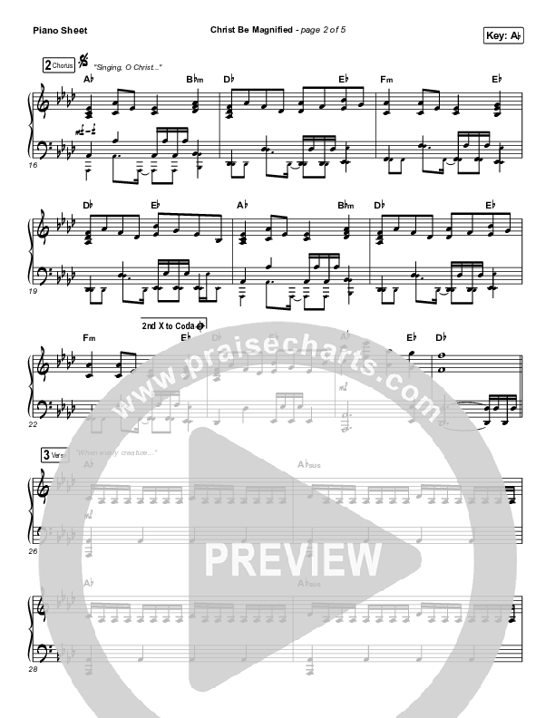 Christ Be Magnified (Live) Piano Sheet (Bethel Music / Cory Asbury)