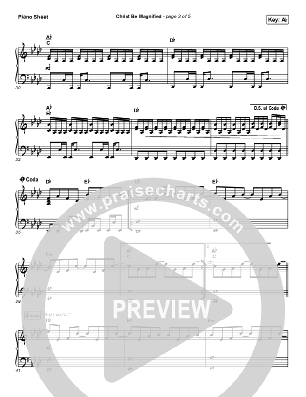 Christ Be Magnified (Live) Piano Sheet (Bethel Music / Cory Asbury)