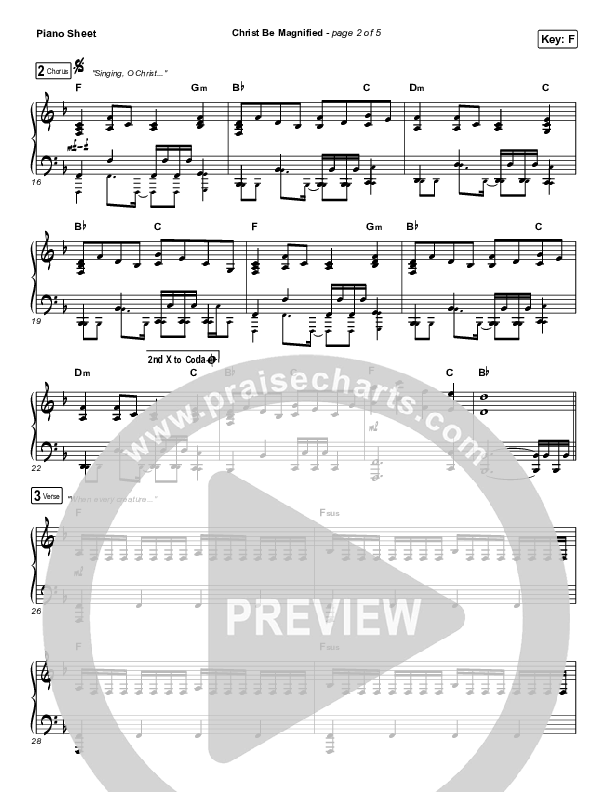 Christ Be Magnified (Live) Piano Sheet (Bethel Music / Cory Asbury)