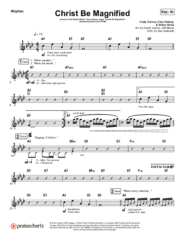 Christ Be Magnified (Live) Rhythm Chart (Bethel Music / Cory Asbury)